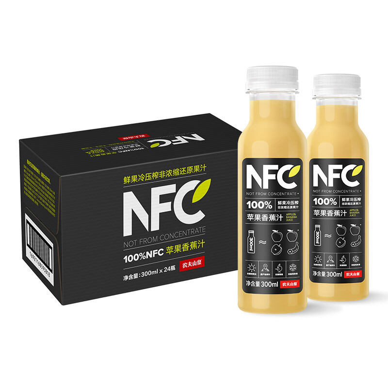 农夫山泉 NONGFU SPRING NFC果汁饮料苹果香蕉汁300ml*24瓶 138.91元（需用券）