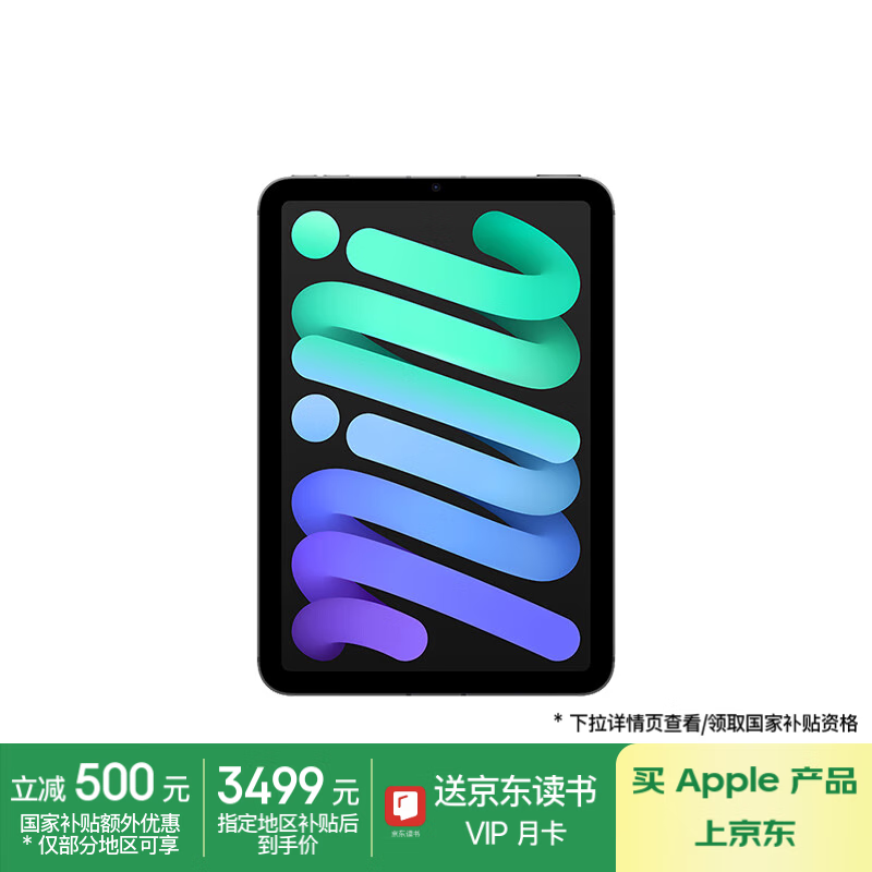 苹果 Apple iPad mini 7 2024款 平板电脑（A17 Pro、128GB、5G版、深空灰色） ￥3499