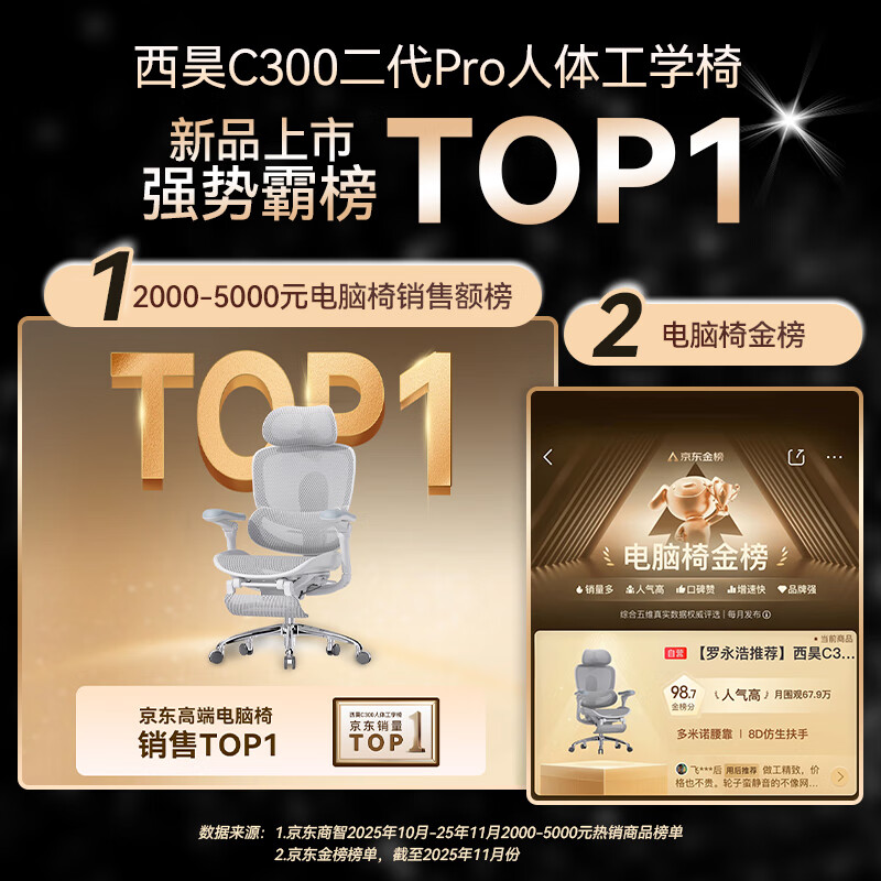 西昊 C300二代Pro人体工学电脑椅 云白+滑翔追背+8D扶手 1559元 - 线报酷