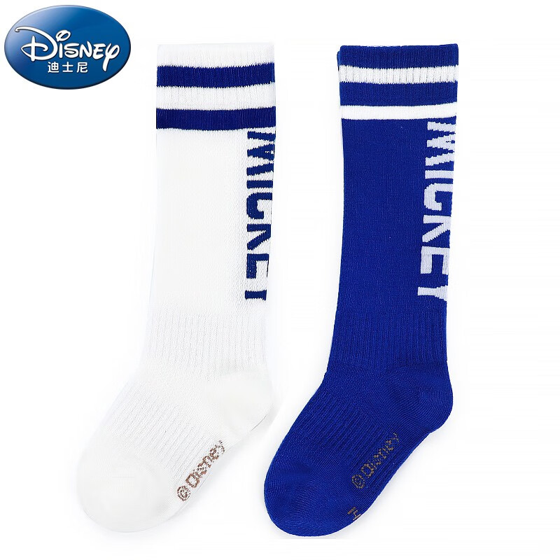 Disney 迪士尼 儿童篮球袜春秋薄款袜子棉袜夏季男童长筒袜运动足球袜 白色+