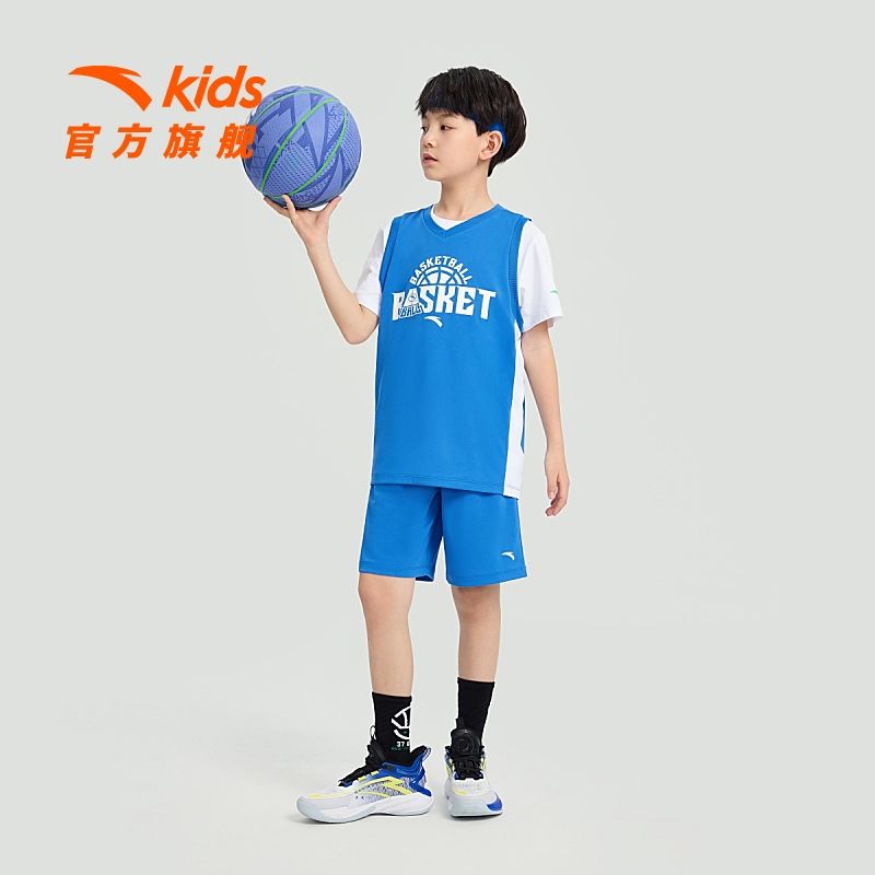 百亿补贴：ANTA 安踏 儿童篮球比赛套2024年夏季新款男大小童舒适透气户外运