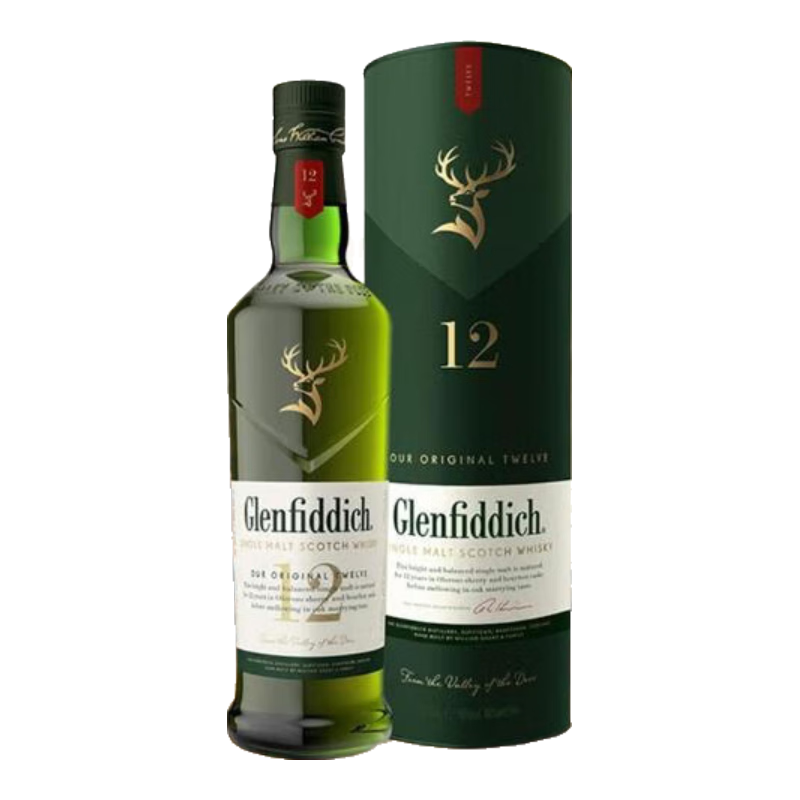 双11巅峰、PLUS会员：Glenfiddich 格兰菲迪 12年 苏格兰 单一麦芽 威士忌 700ml 单