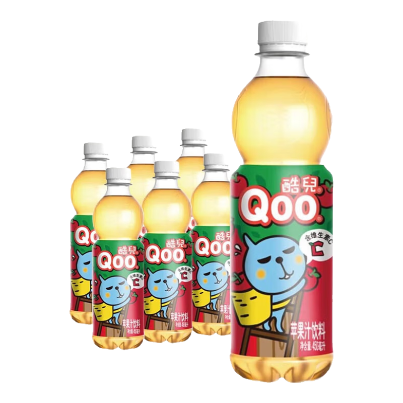 可口可乐 美汁源 酷儿苹果汁 450ml×6瓶 10.89元
