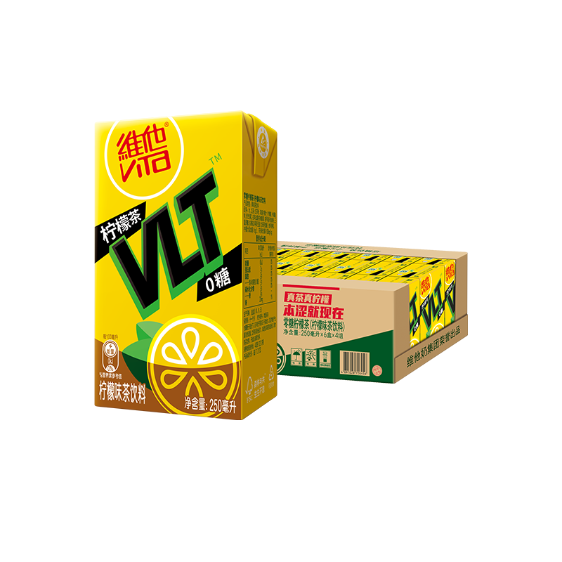 88VIP：ViTa 维他 【新品上市】维他0糖真茶真柠檬柠檬茶250ml*24盒茶饮料饮品