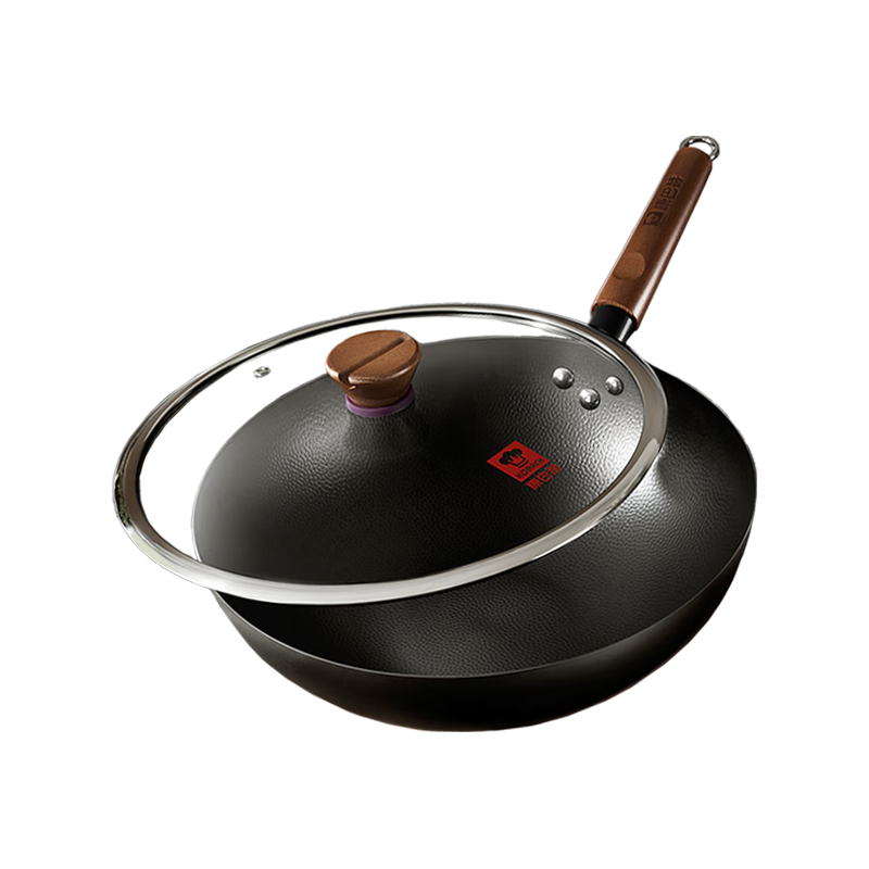 康巴赫 炒锅精铁防锈爆炒老铁锅家用无涂层锤纹物理防粘炒菜锅电磁炉明火