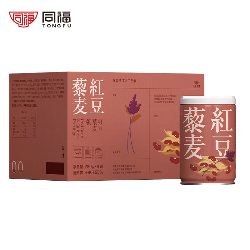 TONGFU PORRIDGE 同福碗粥 同福 八宝粥 红豆藜麦罐粥 280g*8罐 ￥19.45