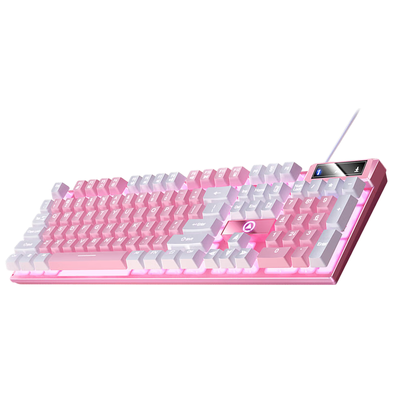 银雕 游戏背光 机械键盘 单色背光 粉白双拼 39.9元