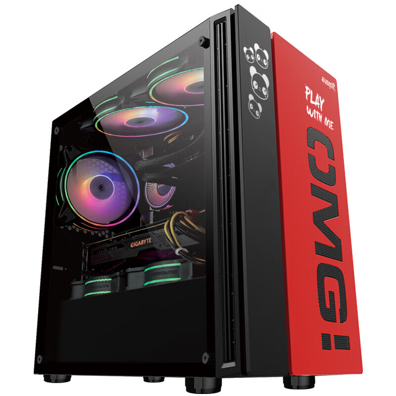 游戏悍将 OMG-MATX黑色 Micro中小板台式机电脑机箱（支持长显卡/240水冷/钢化玻璃侧透/磁吸防尘网） M-ATX黑红色 116元