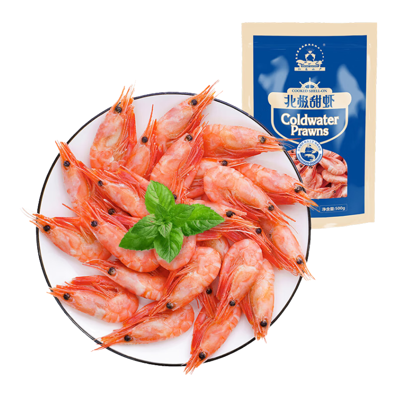 移动端、京东百亿补贴：仁豪水产 北极甜虾 45-60只 500g 17.4元（需买4件，需