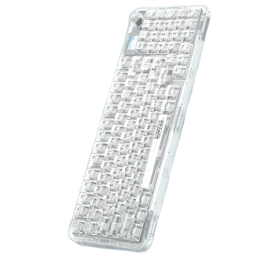 AULA 狼蛛 F-NB98 透明三模客制化高透机械键盘 白透-雪烟轴 399元