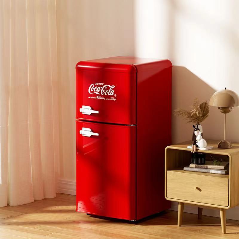 可口可乐冰箱压缩机制冷双门小冰箱一级能效网红冰箱高颜值宿舍 359元