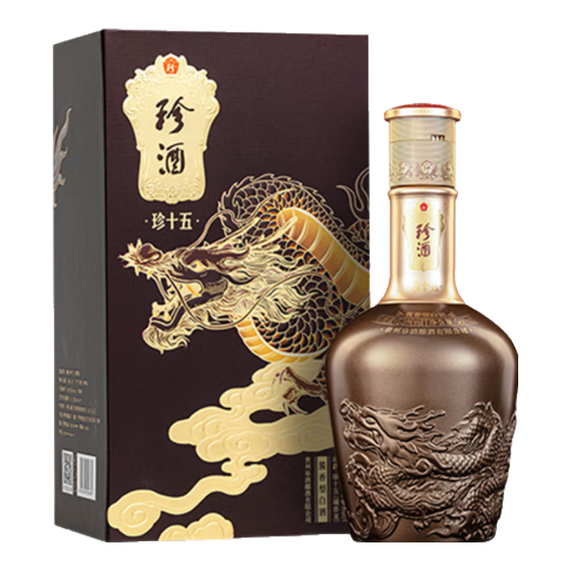 京东百亿补贴：珍酒 珍十五 龙年珍藏版 53度 酱香型白酒 500ml 单瓶装 395.9元