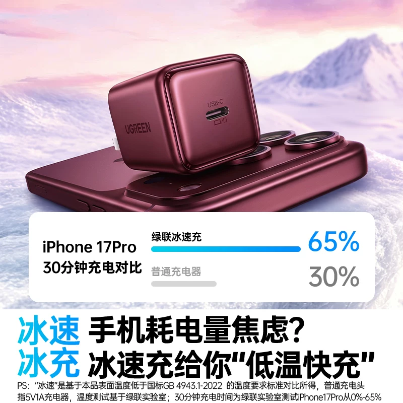 绿联 冰速充充电器 25.9元 - 线报酷
