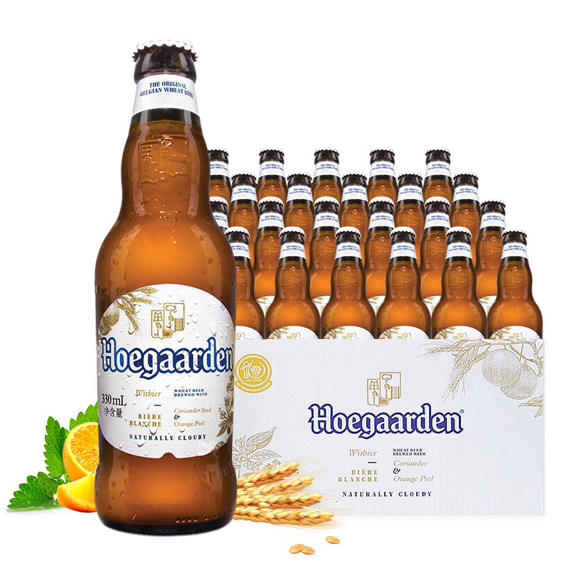限川渝地区：Hoegaarden 福佳 比利时风味 精酿白啤 330ml*24瓶 整箱装 116.26元 包