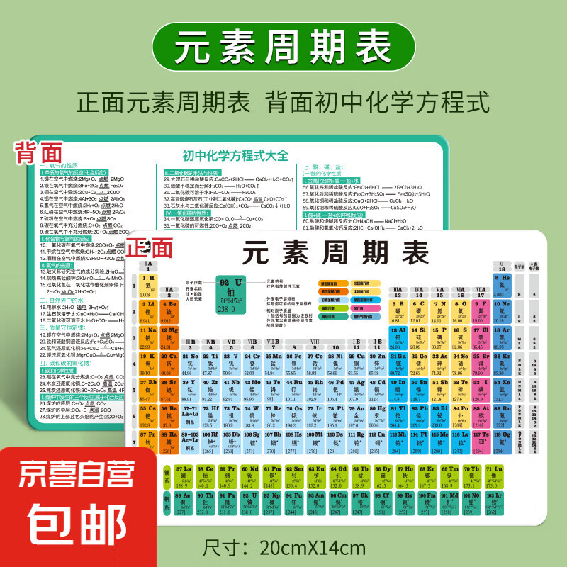 初中化学元素周期表及方程式大全挂图墙贴 1.01元（需用券）