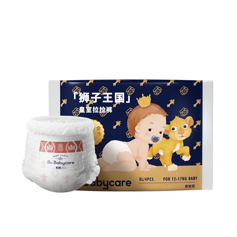 babycare皇室狮子王国皇冠LaLa裤试用装XL码-4片（12-17kg）婴儿尿不湿 6.9元（需