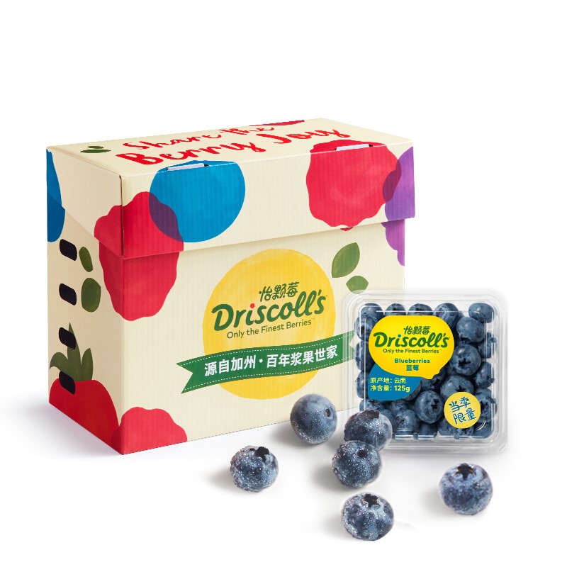 怡颗莓 Driscoll's云南蓝莓Jumbo超大果18mm+ 原箱12盒礼盒装 125g/盒 224.02元（需用