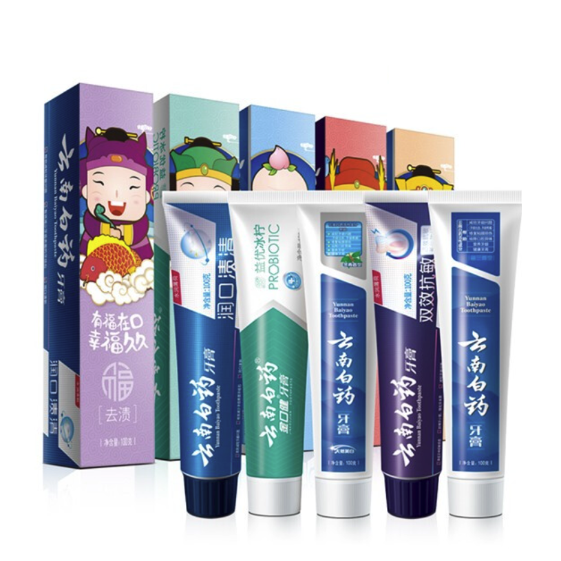 云南白药 五福 国粹套装牙膏5支 500g(赠旅行套装) 59元（需用券）