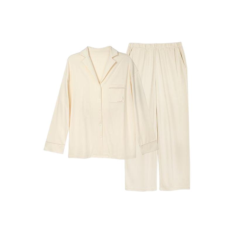 Ubras 云棉长袖开襟家居服套装法式翻领款舒适秋冬外穿睡衣 115.2元
