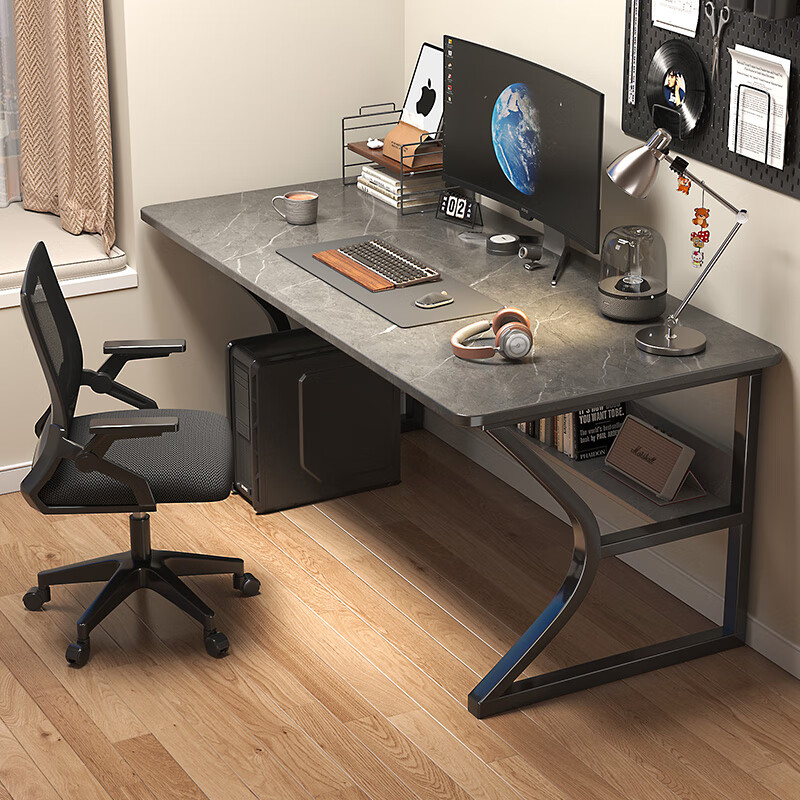 人文成家 电脑桌台式电竞游戏桌家用办公书桌学习桌岩板灰色 59元