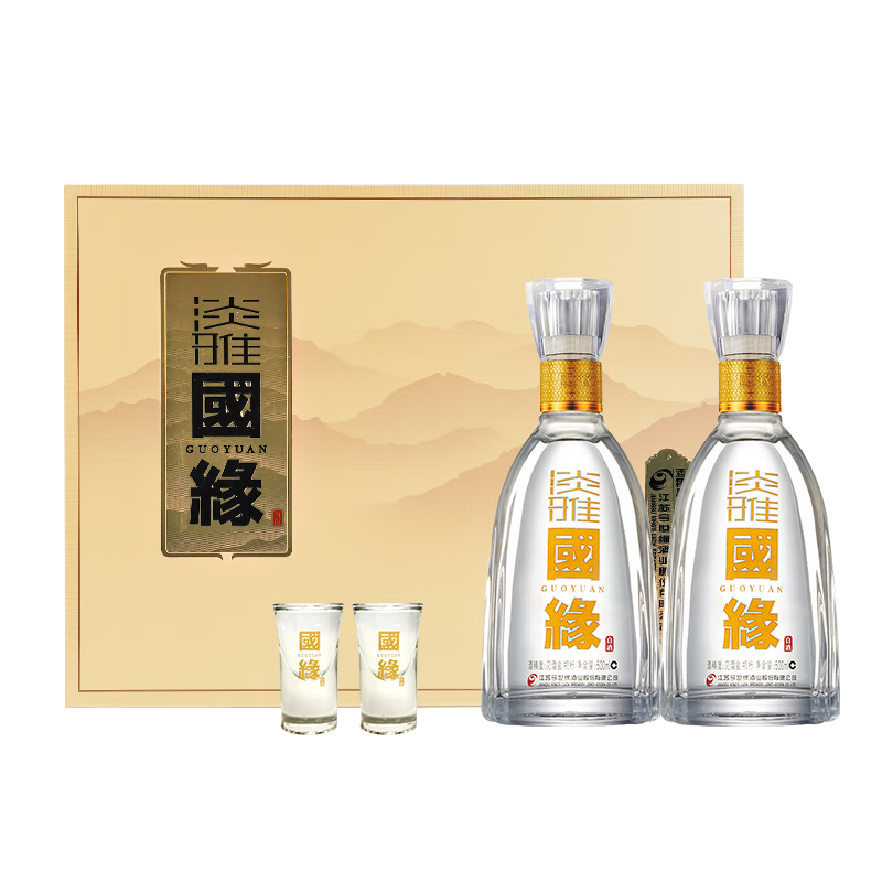 PLUS会员：今世缘 淡雅国缘 42度 浓香型白酒 500ml*2瓶 礼盒装 216.51元（返10元