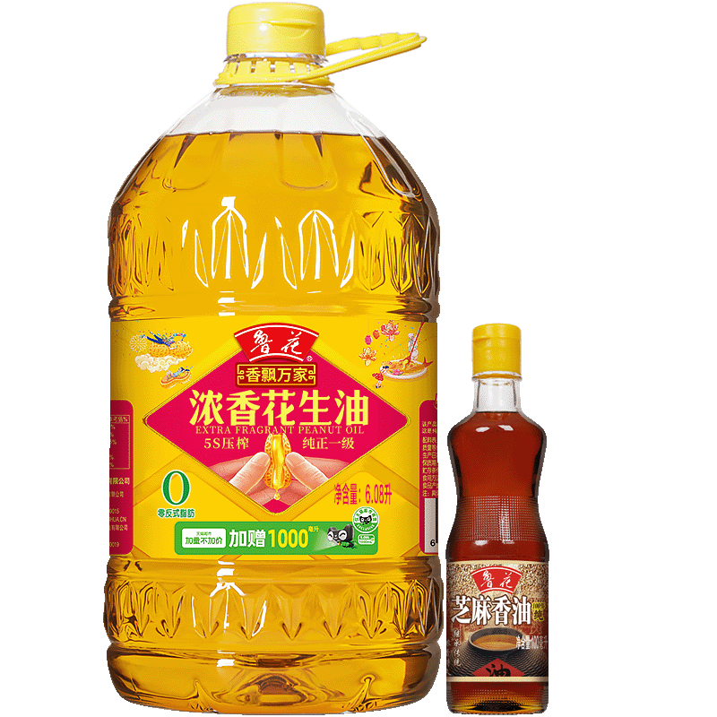 luhua 鲁花 香飘万家花生油 6.08L+鲁花芝麻香油 100ml ￥83.6