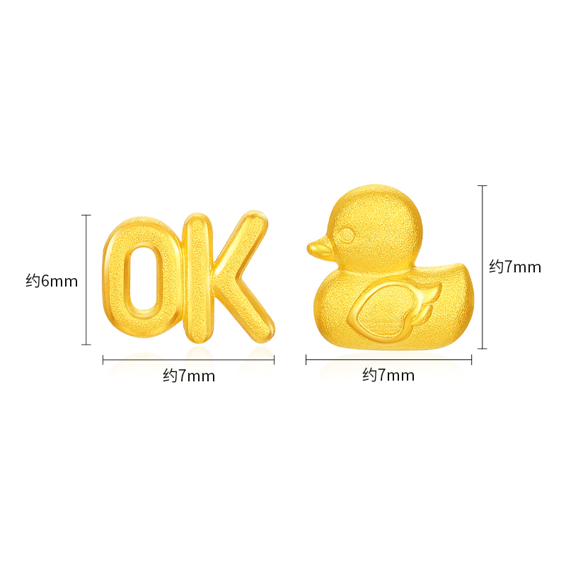 潮宏基 好事发生OK鸭足金耳钉黄金耳饰CNC礼物女不对称 计价 784.25元（需用