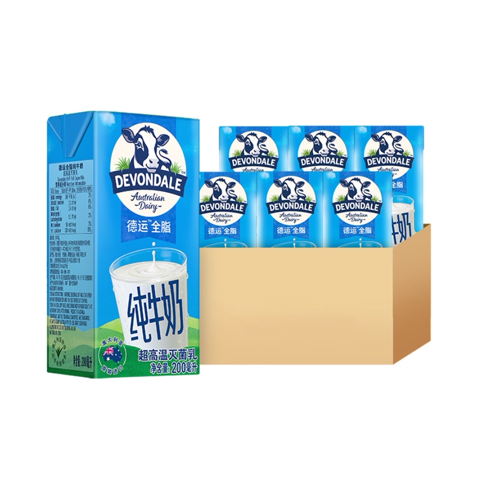 88VIP：DEVONDALE 德运 全脂纯牛奶200ml*6 18.9元