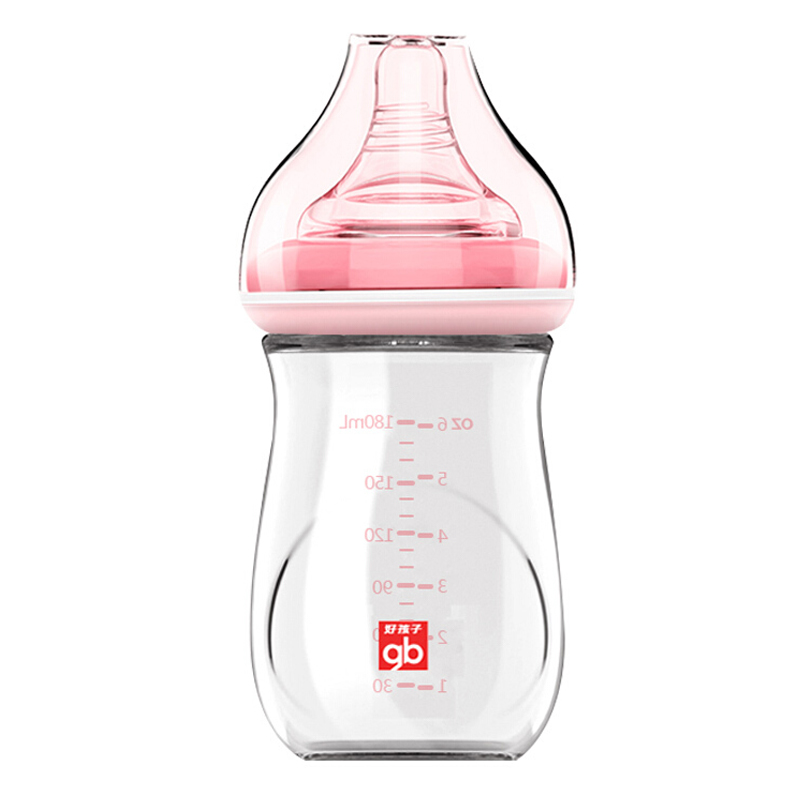 gb 好孩子 拥抱系列 B80394 玻璃奶瓶 180ml 粉红 0岁+ 46.75元