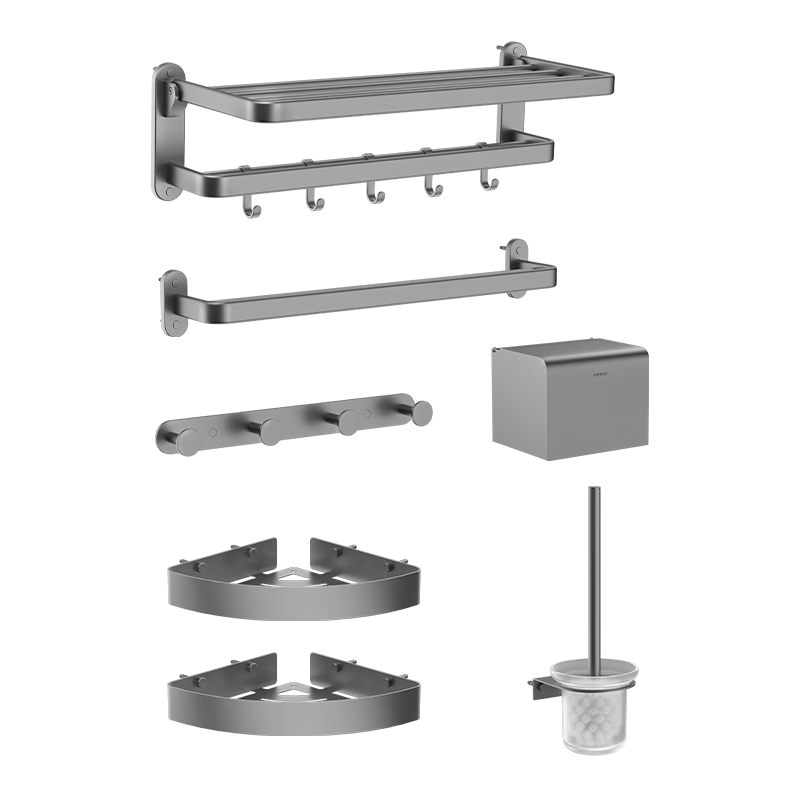 九牧（JOMOO）304不锈钢浴室毛巾架免打孔卫生间置物架浴巾架纸巾盒套装 【