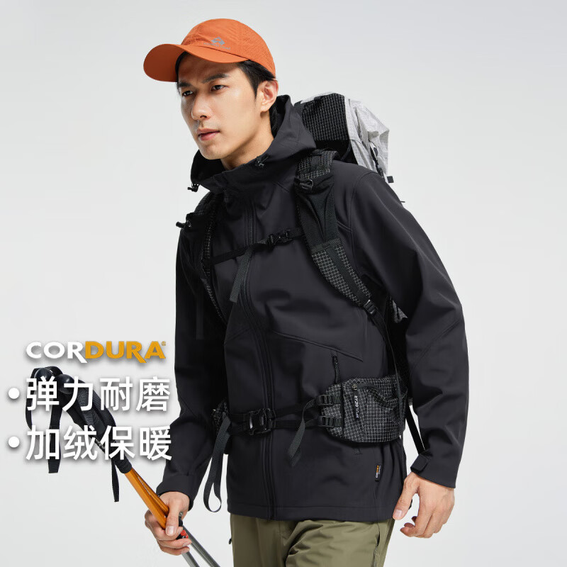 Pioneer Camp 考杜拉 软壳衣 冬季加绒 腋下拉链 男款黑色- 3XL 284.5元