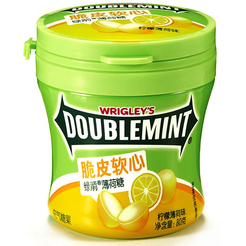 DOUBLEMINT 绿箭 脆皮软心薄荷糖 柠檬薄荷味 80g 6.31元