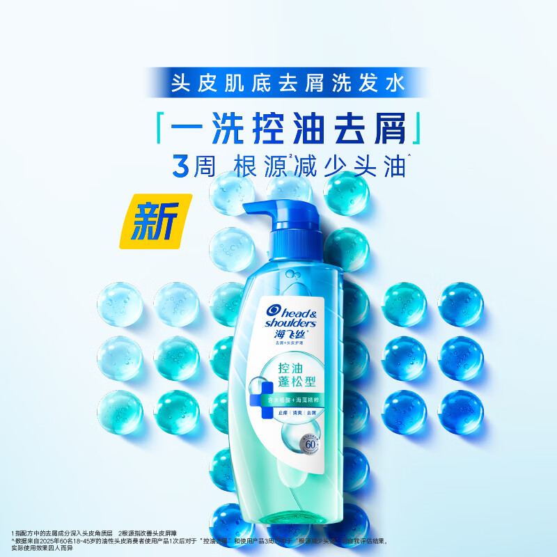 海飞丝 去屑头皮护理洗发露 控油蓬松型 80g 3.9元