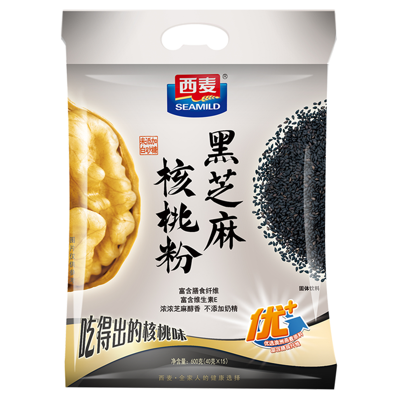 PLUS会员：西麦 黑芝麻核桃粉 600g*2袋 29.28元（需领券，合14.64元/件）