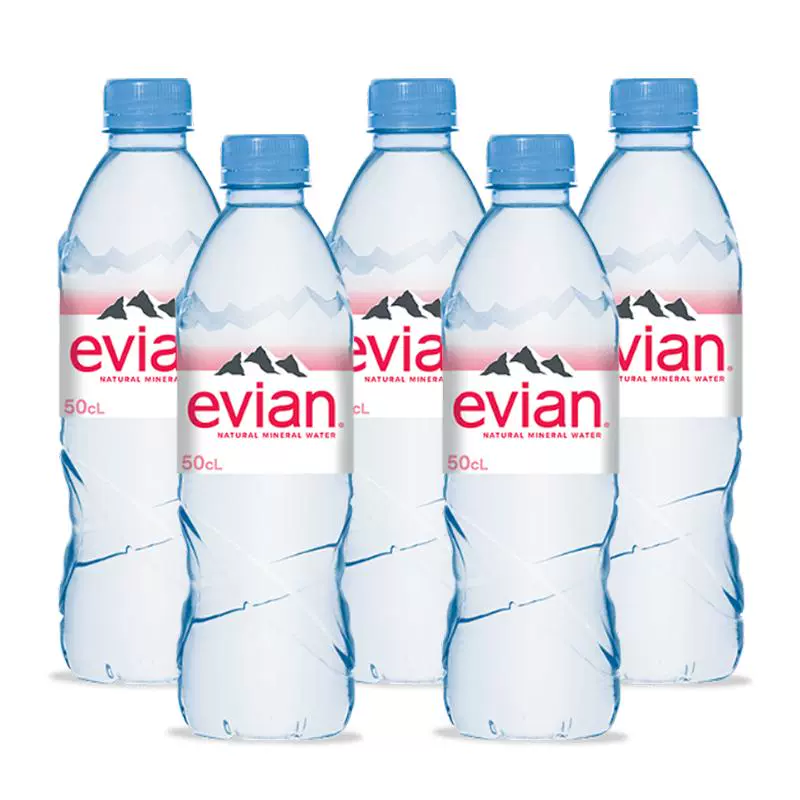 evian 依云 法国进口evian依云弱碱性饮用天然矿泉水500ml*5整箱 ￥18.9