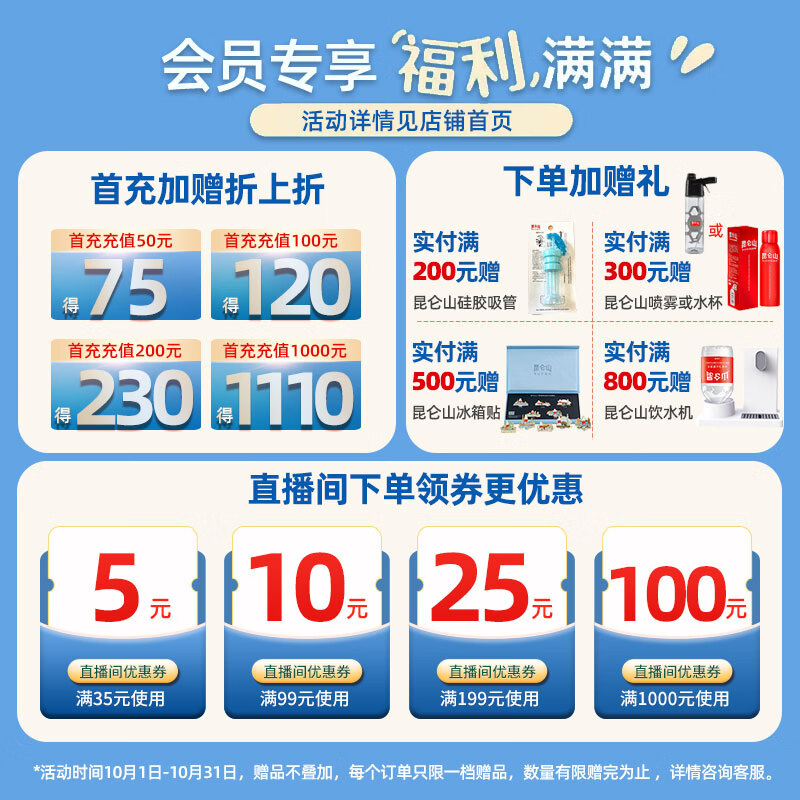 昆仑山 饮用天然雪山矿泉水 含锶弱碱性 500ml*20瓶 整箱装 高品质矿泉水 50.98元 - 线报酷