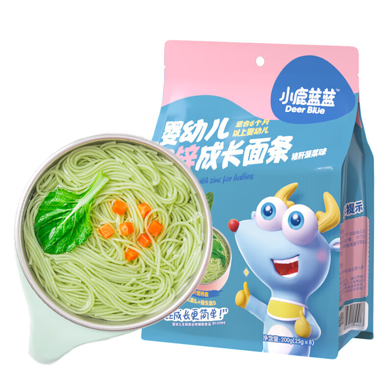 PLUS会员：小鹿蓝蓝 婴幼儿面条猪肝菠菜味 200g*3件 26.85元（需领券，合8.95元