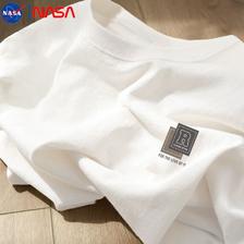 NASAOVER NASA美式短袖T恤男2024新款夏季潮牌白色复古宽松大码纯棉打底衫 26.39