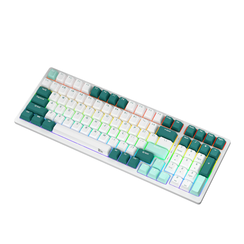 ROYAL KLUDGE RK98Pro 100键 三模机械键盘 水绿版 茶轴 RGB 209元包邮