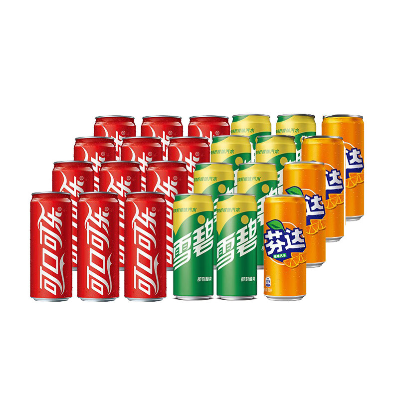 京东百亿补贴、plus会员：可口可乐（Coca-Cola）可乐*12+雪碧*8+芬达*4 有糖汽