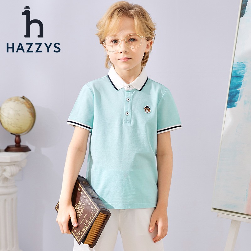 HAZZYS 哈吉斯 男童短袖 玻璃蓝 165 136.51元（需用券）