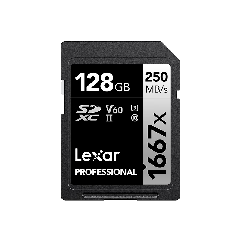 PLUS会员: Lexar 雷克沙 128GB SD存储卡 U3 V60 4K数码相机内存卡 读250MB/s 写120MB/s 