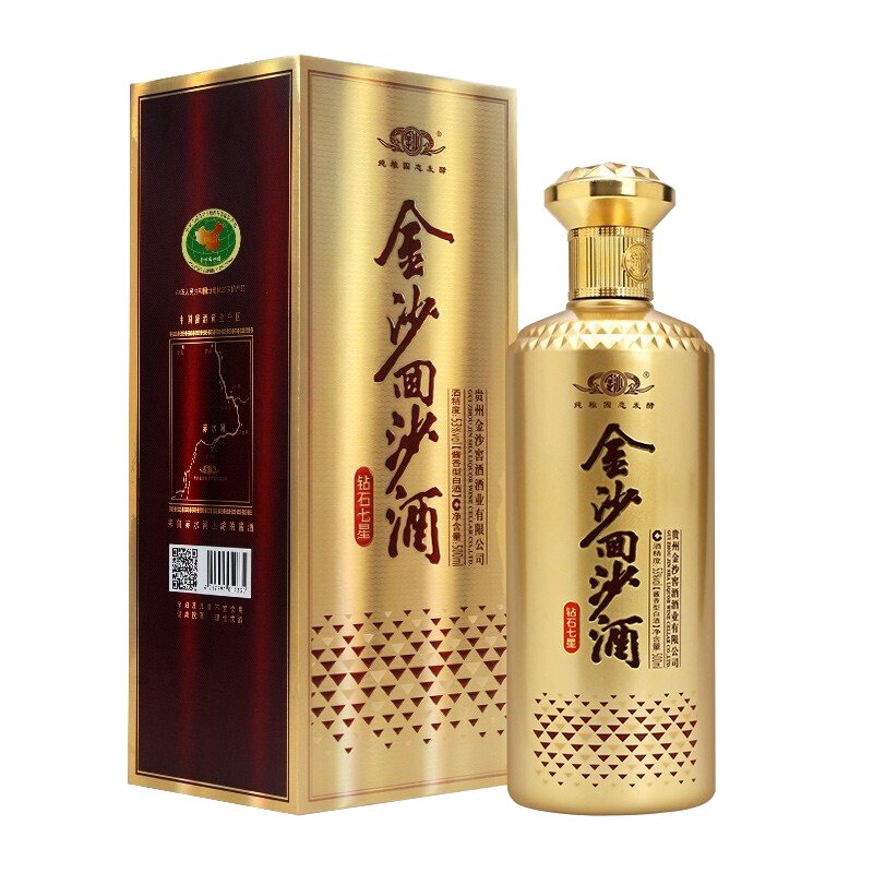 JINSHA 金沙 回沙酒 钻石七星 53﹪vol 酱香型白酒 500ml 单瓶装*2件 195.82元 （需