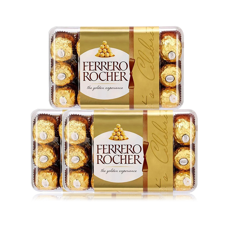 京东百亿补贴：FERRERO 费列罗 榛果牛奶巧克力 30粒*3盒 礼盒装 170.6元 包邮