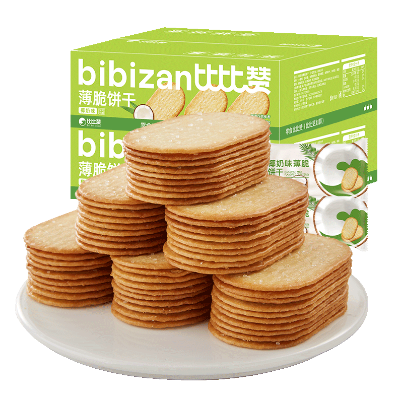 需首购、plus会员:比比赞（BIBIZAN）椰奶味薄脆饼干1000g/箱*2件 18.04元（合9.02