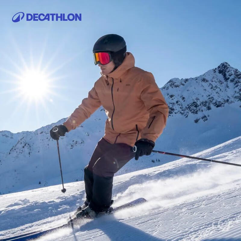 DECATHLON 迪卡侬 滑雪服装备防水保暖羽绒滑雪衣OVW3男士咖啡色M-4780333 299.9元