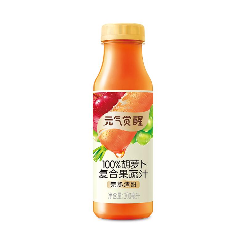 PLUS会员：统一 元气觉醒 100%胡萝卜复合果蔬汁 300ml*12瓶 整箱装 16.93元（需