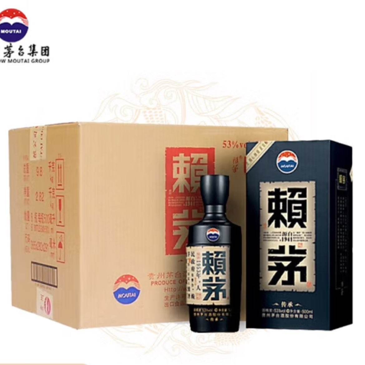 茅台（MOUTAI） 赖茅 酱香型53度 500mL 6瓶 传承蓝 整箱装 2010.96元