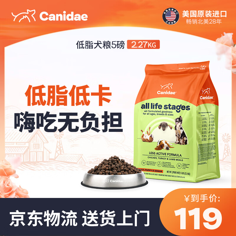 Canidae 卡比 美国进口狗粮低热量低脂肥胖胰腺高龄泰迪老龄犬狗粮27磅 109元