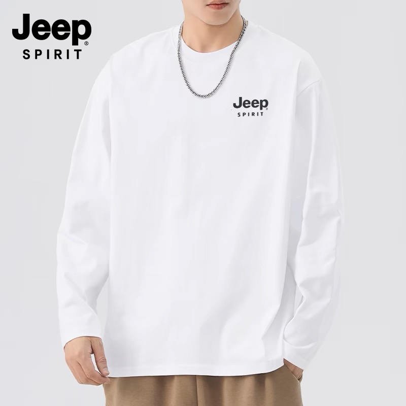 JEEP/吉普纯棉男士长袖T恤圆领百搭打底衫 券后49.9元